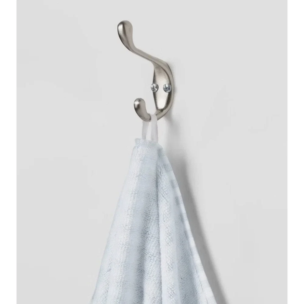 NWT Threshold 2PC 100% Cotton Bath Towel Traditional Gingham Plaid Blue/White‎